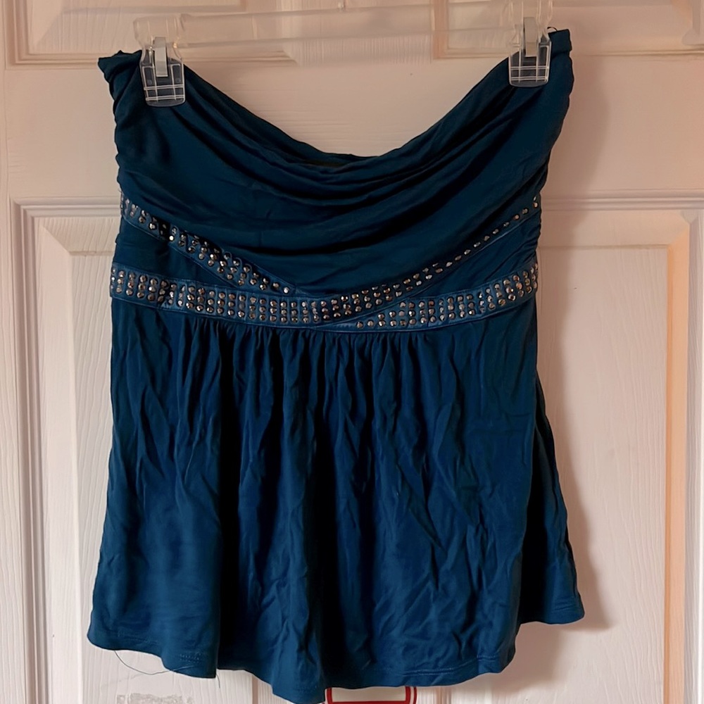 Worn twice. Strapless blue Express shirt. Size medium